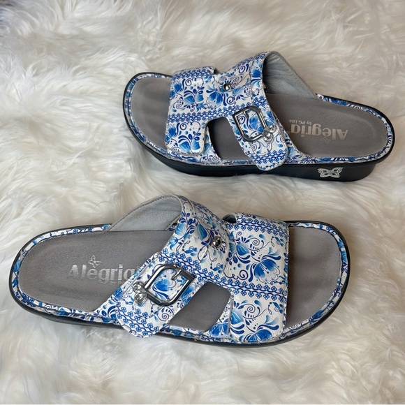 Alegria Blue Floral Sandals - Picture 2 of 5